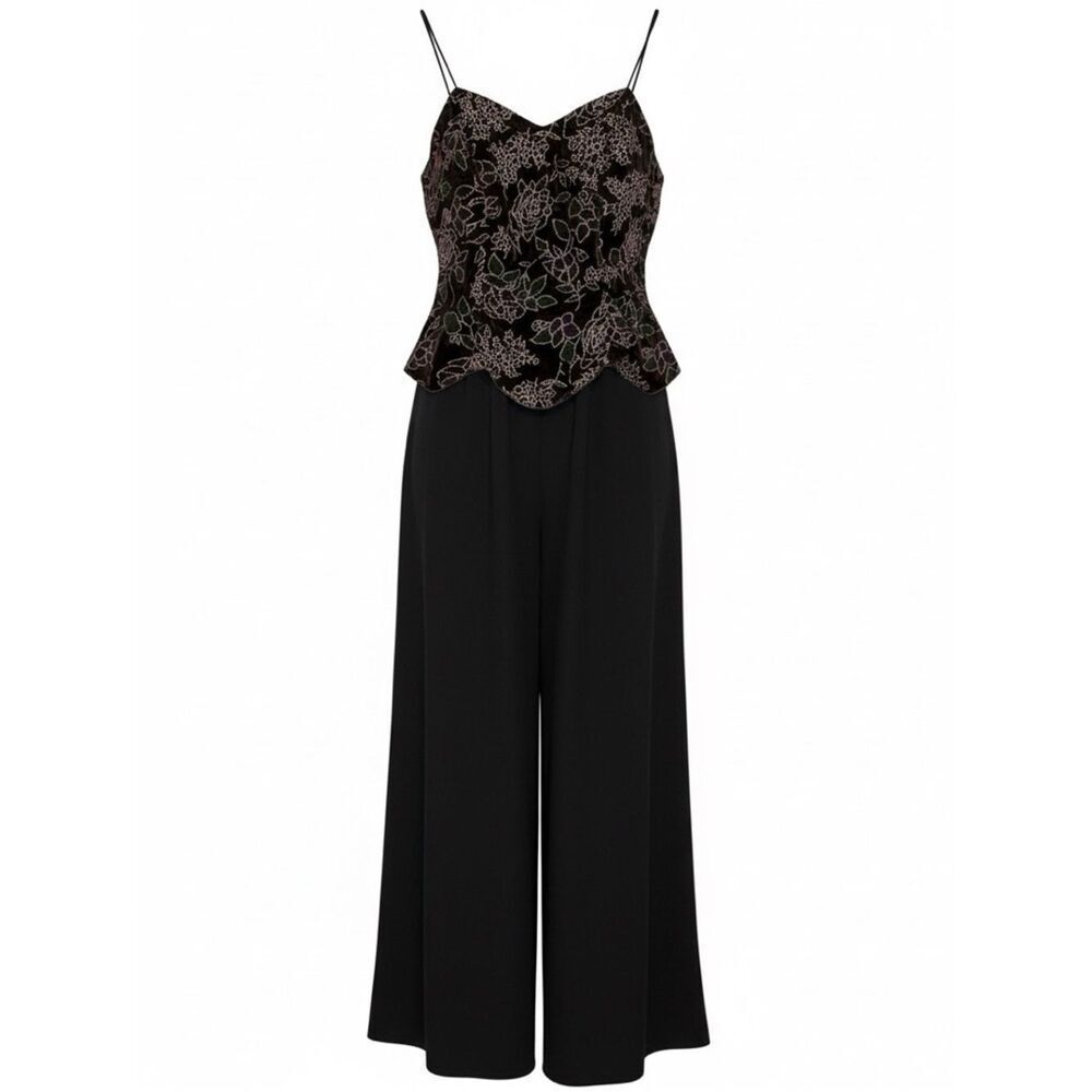 ARIANA Black& Purple Floral Jumpsuit Wide Legged Size 7
